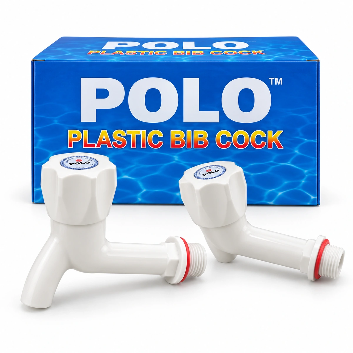 Polo PVC Long Body Bib Cock ½ Inch (15mm) White Plastic Water Tap