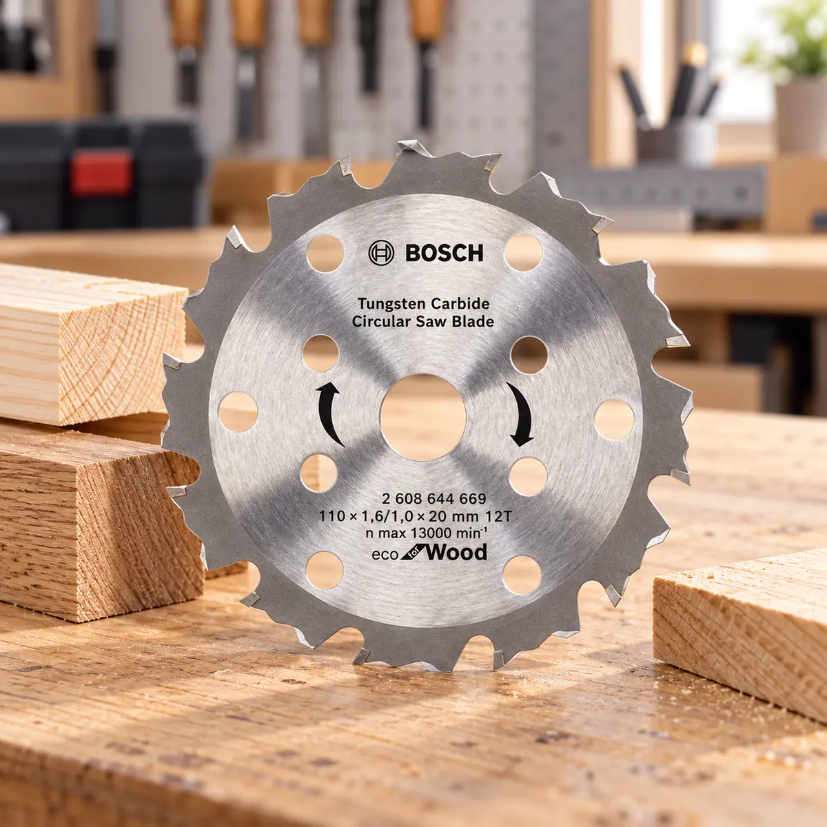 Bosch Eco for Wood Cutting wheel 110mm 12T Tungsten Carbide Circular Saw Blade, 20mm Bore (2608644669)