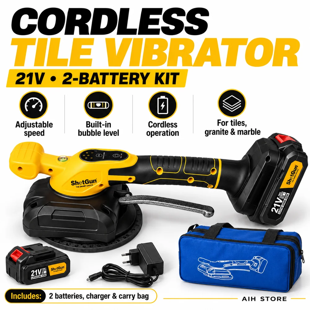 ShetGun 21V Cordless Tile Vibrator Kit with 2 Batteries & Carry Bag